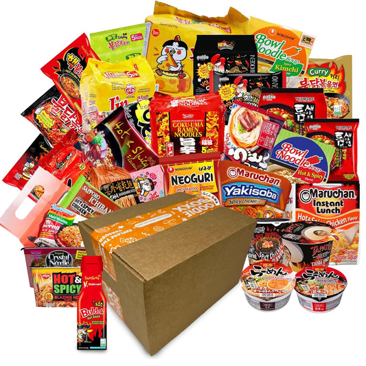 Spicy Asian Instant Variety Ramen Noodles Boxx with Samyang Hot Sauce