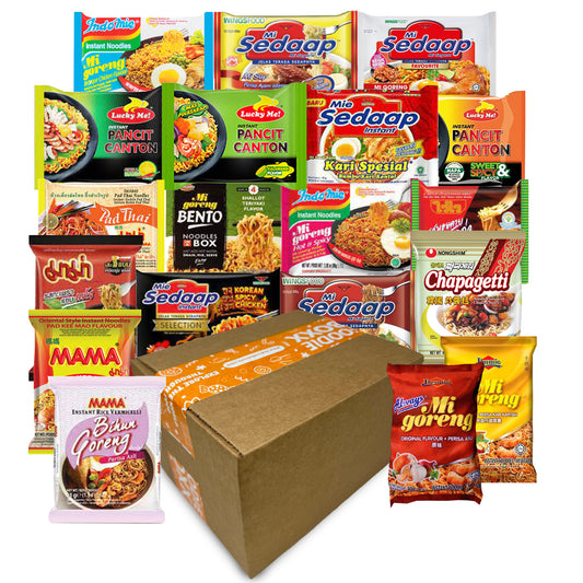 FOODIE BOXX Asian Instant Ramen Noodles Variety Pack with Cookies & Chopsticks (Dry)