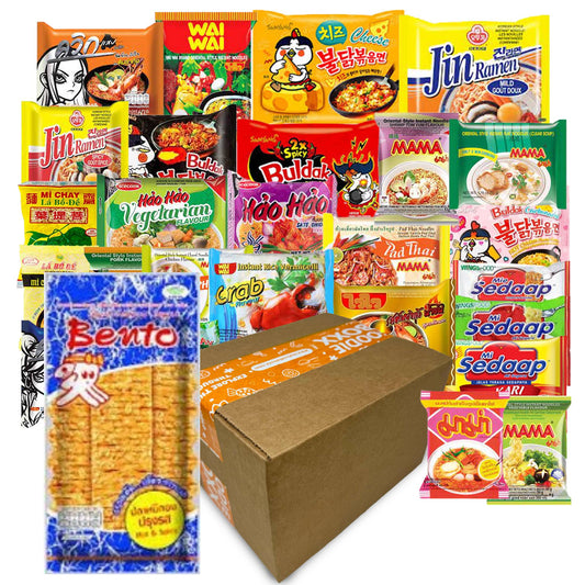 Asian Instant Ramen Variety Boxx with Bento Squid Snack & Chopsticks