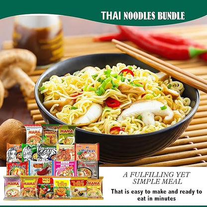 FOODIE BOXX Asian Instant Ramen Noodles Variety Pack with Cookies & Chopsticks (Thai)