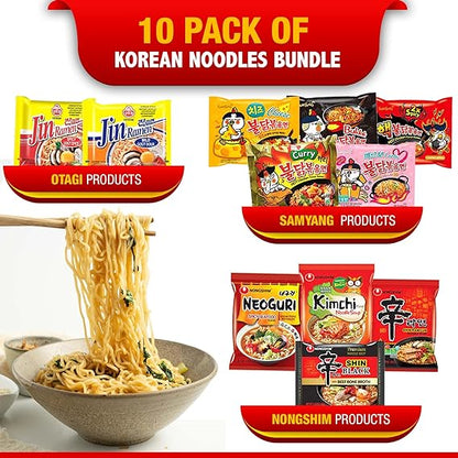 FOODIE BOXX Asian Instant Variety Ramen Noodles with Samyang Hot Sauce (Pho Noodle, 15 Pack)