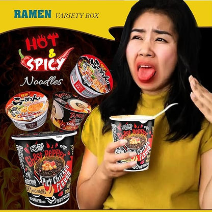 Fiery Flavors: Hot & Spicy Asian Instant Noodle Box - Authentic Taste, Instant Satisfaction - Perfect for Quick and Spicy Cravings - 15 Pack